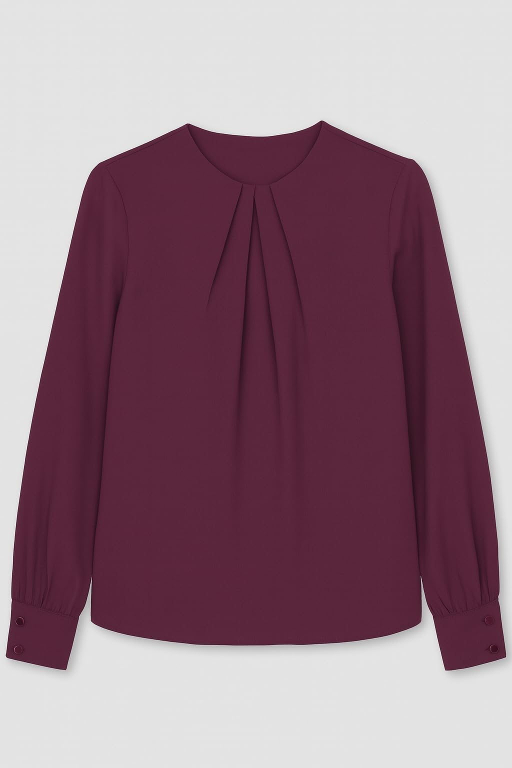 Mirana Women’s Elegant Purple Wine Cotton Blend Pleated Top | Full Sleeve Regular Fit Western Office Wear - Image 6 thumbnail