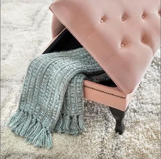 Image of Velvet Left Arm Chaise Lounge Storage Couch Luxury for Offices, Bedroom, Living Room (Pink)