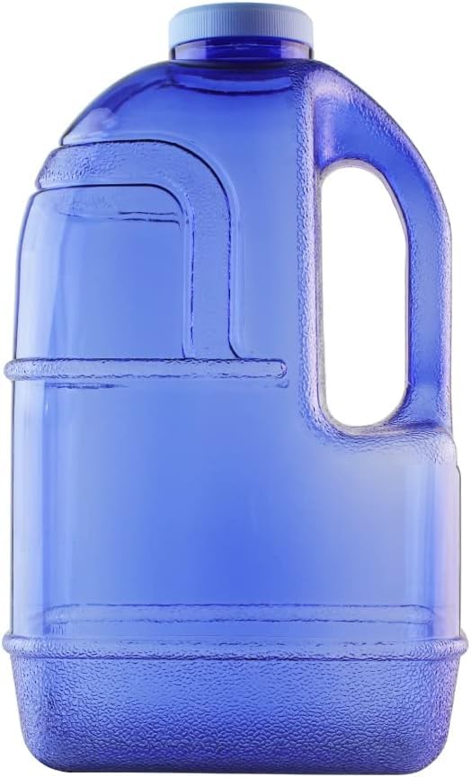 Image of New Wave Enviro 1 Gallon Square BPA Free Water Bottle | Screw Top Lid | Space Saving Design | For Gym & Outdoor | Blue, Pack of 12