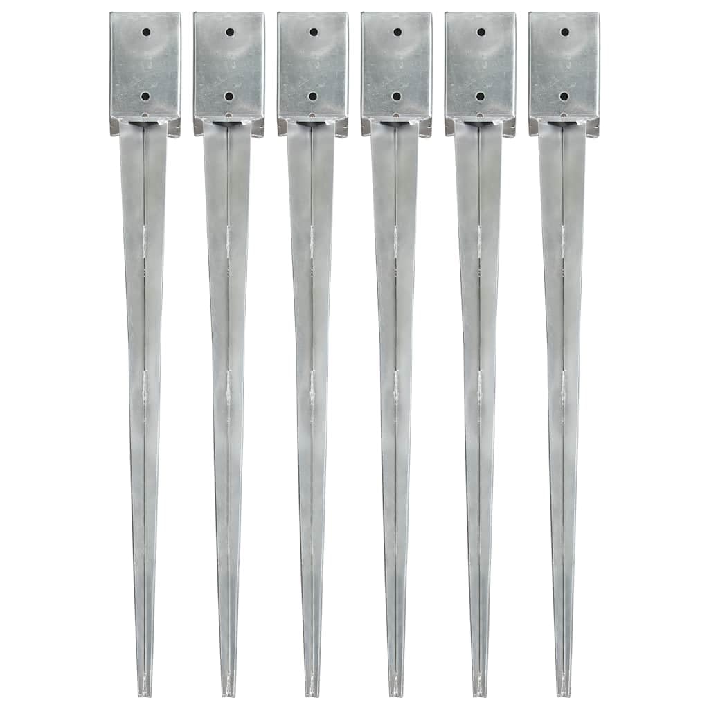 Estacas de suelo (6 piezas, 9 x 9 x 90 cm, acero galvanizado, para jardín, vallas, camping