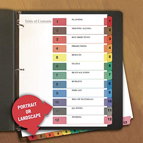 Table of Contents Dividers UNV24802 intercalaires parfaits pour organiser vos cours et classeurs