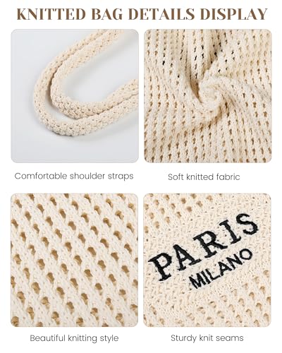 Image of Beach Bags for Women - Straw Bag with Zipper, Soft Woven beach bag, Casual Straw Shoulder Bag for Daily Use