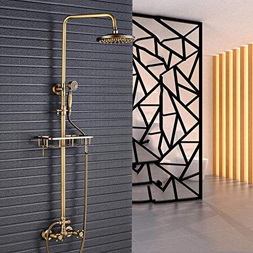 Robinet de Douche en Laiton Antique Anti-Calcaire avec Étagère pour Gagner de l'Espace