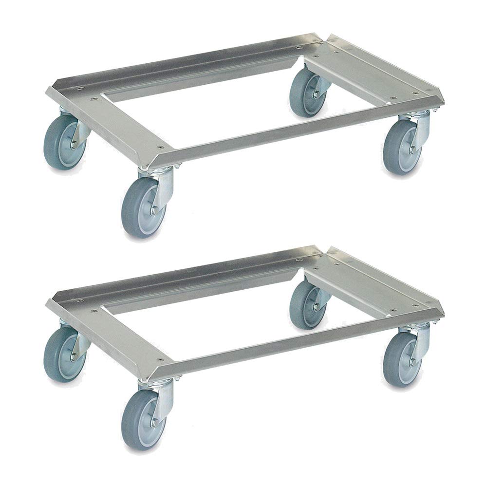 2 ruedas de transporte de aluminio para contenedores de 600 x 400 mm, capacidad de carga de 250 kg