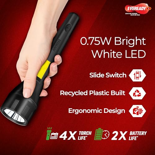 Image of EVEREADY DL47 Mega Josh, 0.75W Emergency Torch, Durable ABS Plastic Body, Bright White LED Torch, Powered by 3xAA Eveready Batteries, Pack of 8