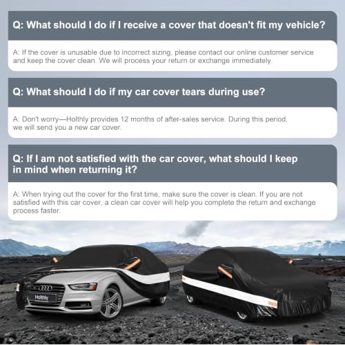 Image of 10 Layers Sedan Car Cover Custom Fit for Audi A4 /S4 (1994-2026), Waterproof All Weather for Automobiles, Outdoor Full Cover Sun Dust Rain Protection with Cotton. Black