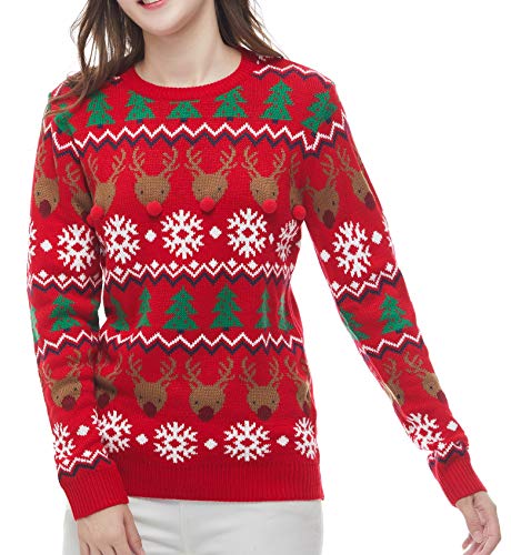 v28 Women's Patterns Reindeer Snowman Tree Snowflakes Christmas Sweater Cardigan
