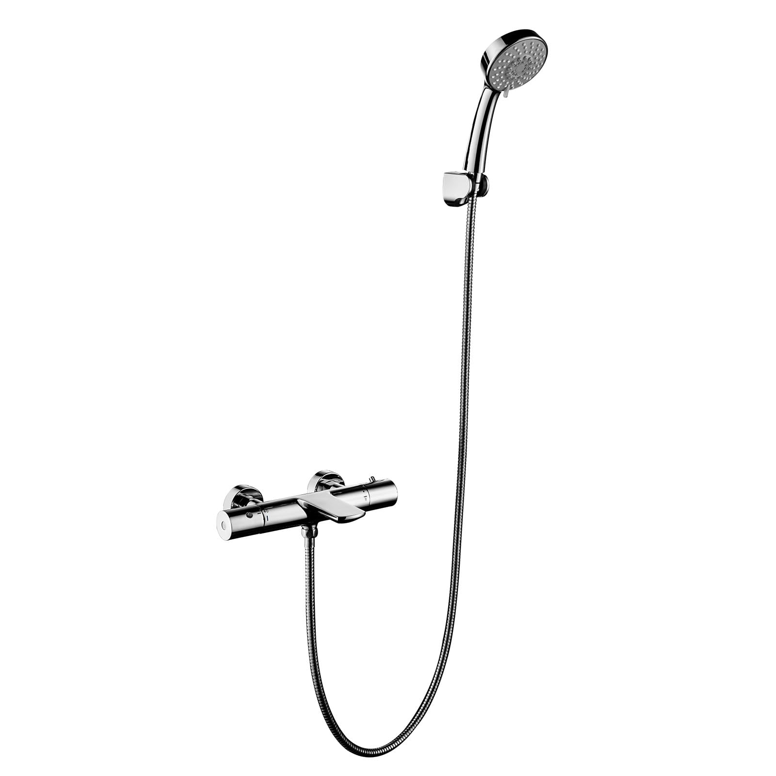 OZBMA Bathtub Faucet Thermostatic Wall Mount Tub with 3 Functions Handheld Shower Sprayer, Waterfall Spout, Brass Mixer Tap Set Kit for Bathroom (Chrome A)