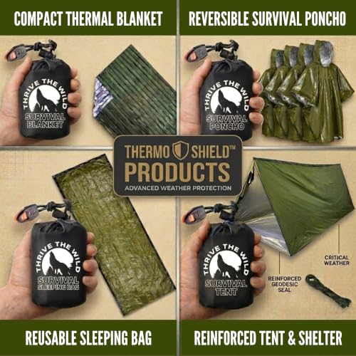 Image of Next-Gen 4-Pack Ultra-Durable Emergency Blankets - Extra-Thick, Waterproof Mylar with Whistles, Storage Pouches - Ideal for Camping, Hiking & Survival Gear
