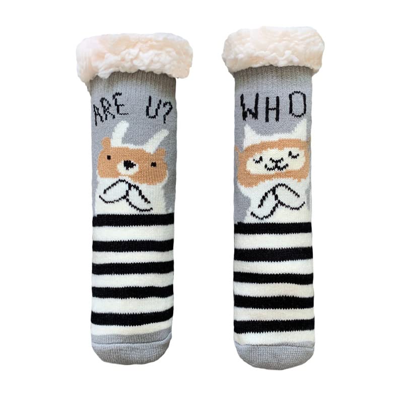 Fuzzy Slipper Socks for Kids Girls Women with Grippers Non Slip，Kids Warm Fuzzy Christmas Slipper Socks4