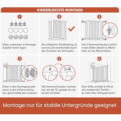 hauck Open N Stop KD + 21 cm Verlängerung, Weiß - Schutzgitter für Türen & Treppen, Breite Verstellbar 96-101 cm, 77 cm Hoch, ohne Bohren, für Kinder & Hunde, Einhändiges Öffnen in beide Richtungen