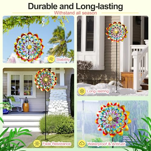 image for Lariander Garden Wind Spinners Outdoor Large Metal, 84'' Yard Art Wind
