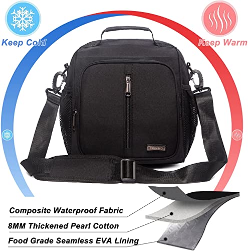 Ekerho Insulated Lunch Bag For Women/Men, Extra Wide-Open Lunch Tote, Reusable Cooler Bag With Adjustable Strap And Side Pockets, Thermal Lunch Box For Adults, Office, Work, Picnic, Black #TOP4
