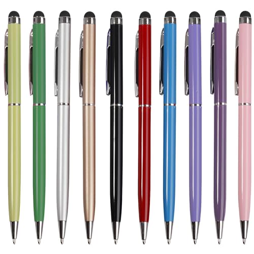10 Piezas Lápices Táctiles para Tablet, 2 en 1 Lápiz Táctil Universal Bolígrafo ópticos con Tinta Negra Lápiz de Alta Precision para Tabletas Pad Teléfono Móvil Pantalla