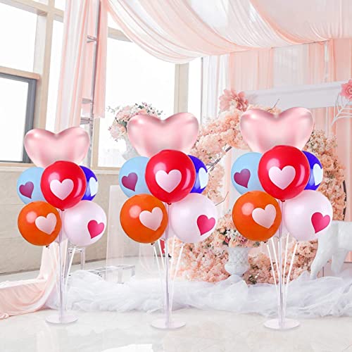 Silblassyu Table Balloon Stand Kit-4 Sets,Reusable Clear Balloon Holder(7 Balloon Sticks,7 Balloon Cups,1 Balloon Base) With 1 Pump,10 Balloon Clips For Birthday,Wedding Any Party/Event Decorations #TOP6