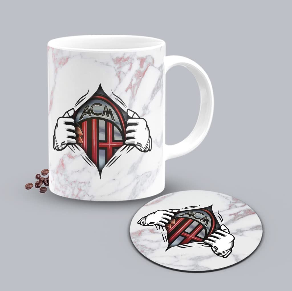 The Desi MonkThe Desi Monk The Red and Blacks by Heart Printed White Mug with Coaster Combo | ACM Coffee Mug 11oz | Milk Mug This Mug is Microwave and Dishwasher Safe 330ml | TEAMUG-162