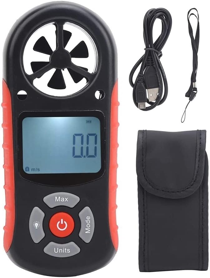 Digital Anemometer LCD Backlit Wind Meter Air Volume Meter Wind Gauge with Multifunction Buttons for Windsurfing Kite Flying Sailing Surfing Fishing etc