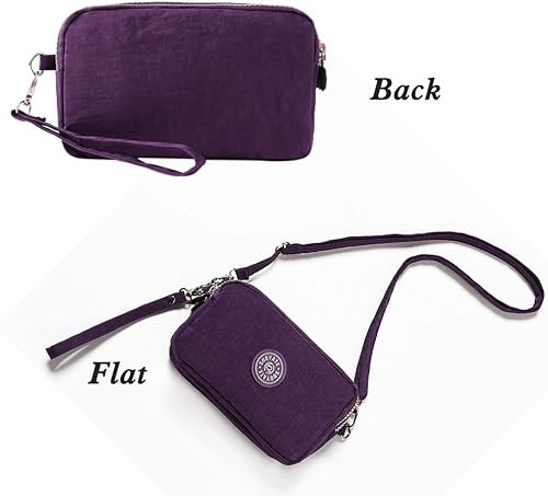 Miniatura 3 de Bolso cruzado de hombro para mujer, bolso de viaje ligero de 3 capas con cremallera, cartera de muñeca, bolsas casuales