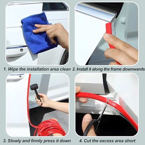 Image of Osilly Car Door Protector Edge Guards, 33Ft Anti Collision U Shaped Automobile Door Seal Protector, No Glue Vehicle Exterior Edge Trim Protective Strip Accessories, Universal Fit (Red)