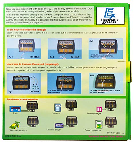 EX ELECTRONIX EXPRESS Educational Solar Energy Science Project Kit with Experiment Booklet - Includes Solar Panel, Motor, Lightbulb, Sound Box, and Fan