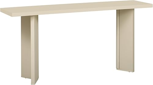 Miniatura 4 de Mesa consola moderna minimalista extra larga de 63 pulgadas, mesa auxiliar de sofá de chapa de pino con patas geométricas, aparador de buffet