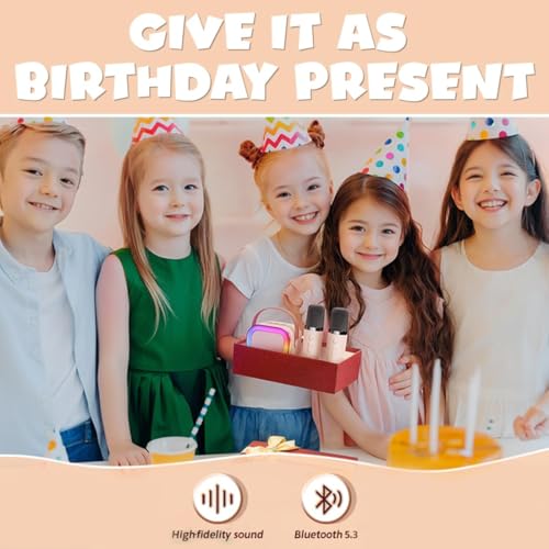 Image of Karaoke Machine for Kids Adults, Mini Portable Blue-Tooth Karaoke Speaker with Wireless Microphone and Dynamic Lights Birthday Gift Home KTV Outdoor Travel(Multicolour)