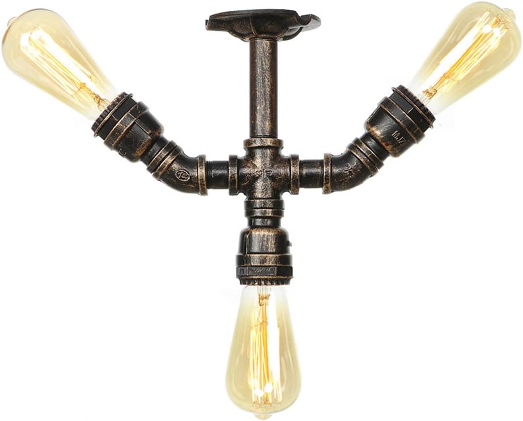kulgony Vintage Metal Water Pipe Ceiling Light 3Light Hallway Ceiling