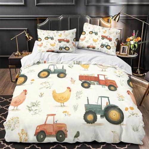 Parure de lit 3 pièces animaux de la ferme 135x200cm microfibre pour fille - 2