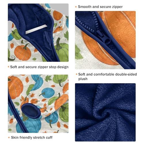 Pumpkin Leaves and Autumn Toddler Fleece Jacket Girl Boys Hooded Fleece Jacket Coat Warm Outwear Zip-up 3-10T3