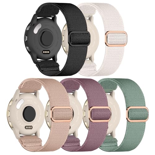 Wizvv Lot de 5 bracelets de 18 mm compatibles avec Garmin Venu 3S/Venu 2S/Vivoactive 4S, en nylon élastique pour Garmin Venu 4 41 mm/Forerunner 255S/265S,...