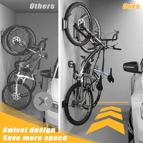 image for TORACK Wall Mount Swivel Bike Rack with Locking Mechanism, Bike Hanger