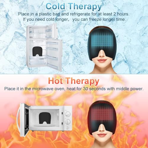 Image of Migraine Relief Cap for Migraines, Headaches, Sinuses, Tension Relief Headache Relief Cap Hot and Cold Therapy Relaxing Thermax Migraine Cap, Migrane Relaxing Cap - Multicolor (Multicolor)
