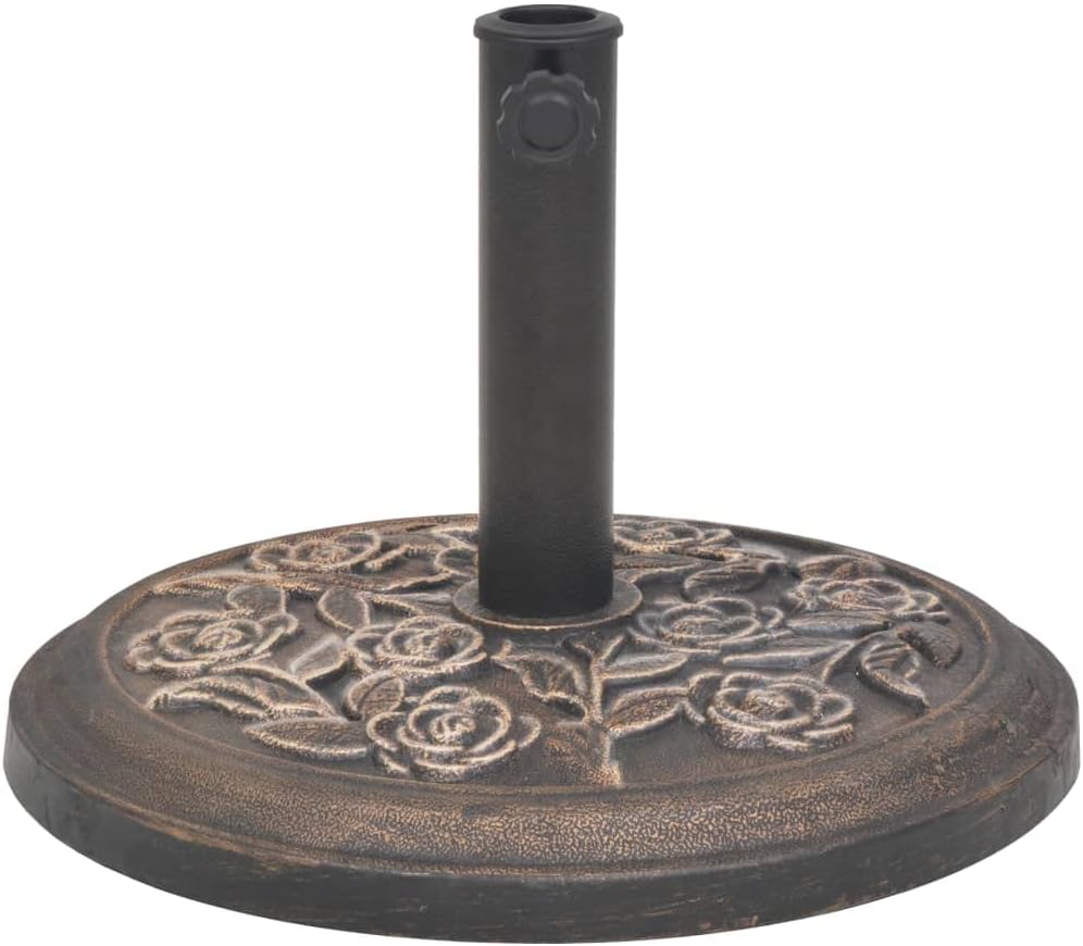 vidaXL Durable Parasol Base Stand, Weather- Outdoor Umbrella Holder, Bronze-Appeal Resin and Steel Material, Secure Locking Bolt, Adapters Included, Bronze