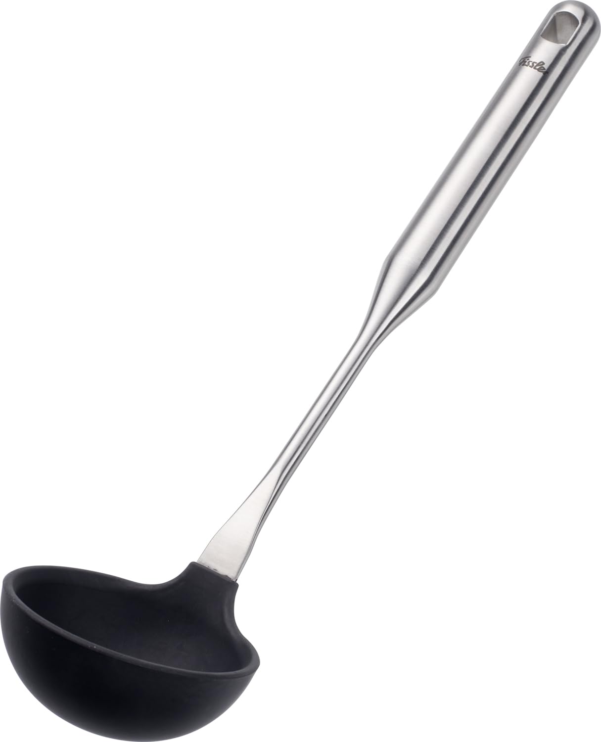 Fissler Cazzuola essenziale in silicone con manico in acciaio inox (38 cm) per salsa, mestolo, con occhiello per appenderla, lavabile in lavastoviglie