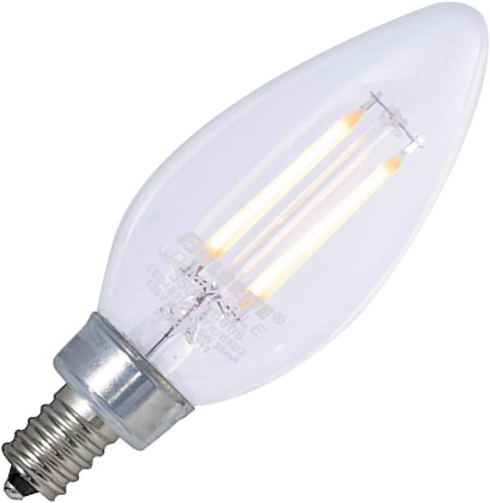 Bulbrite 776677 LED4B11/27K/FIL/E12/2/JA8 Led 4W B11 Dimmable Light Bulb, JA8 Certifiede12/Canelabra Base, Warm White