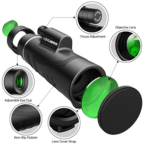 DFlamepower 10X42 HD Clear Dual Focus Monocular Telescope, Compact BAK4 Multi-coated Zoom Optical Lens Scope Ideal for Hunting Camping Hiking, Sporting Events black - Image 3