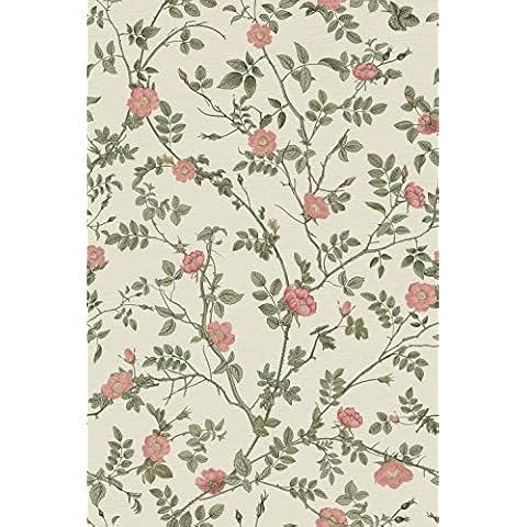 French Country Floral Contact Paper Peel and Stick Vintage Pink Floral Wallpaper for Girls Bedroom Kitchen Bathroom Walls Cabinets Shelves Dresser Drawer Liner Furniture Decal 17.7X117 Inches Cover