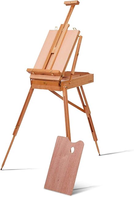 COSTWAY Premium Wooden Easel - Adjustable & Foldable Art Tripod Stand with Sketch Box, Storage Shelf, Pallete, Portable Drawing Case with Shoulder Strap and Handle for Artists, Painters
