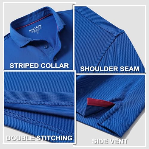 M MAELREG Short and Long Sleeve Polo Shirts for Men Dry Fit Performance Moisture Wicking Sport Pin Striped Mens Golf Shirts4