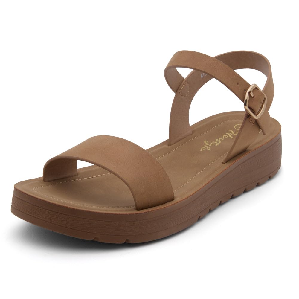 Herstyle Women’s Flat Sandals – One Band Ankle Strap Dressy Casual Sandals with Cushioned Footbed | Comfortable Open Toe Walking Shoes for Summer &