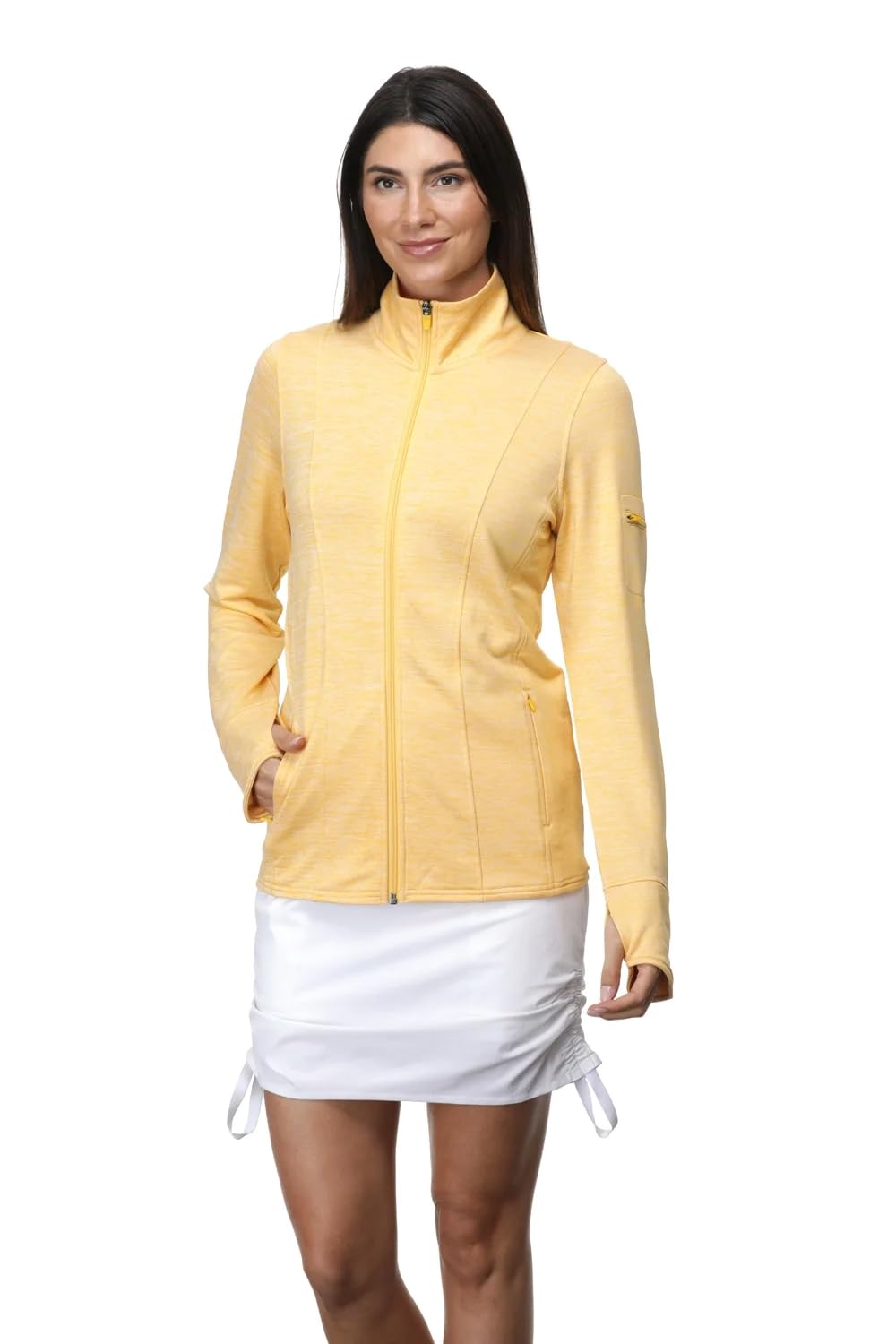 LizardHead Ladies Acadia Hoodless Full Zip Jacket with UPF 40 sun protection (US, Alpha, Small, Regular, Regular, Yellow)