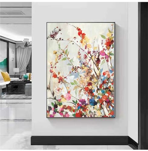 Cuadro abstracto de flores sobre lienzo para pared de cocina de estetica moderna y limpia 4