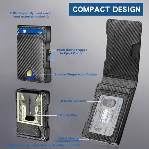 Slim Wallet for Men with Carbon Fiber Leather RFID Blocking - Minimalist Pop Up Metal Money Clip Card Holder for Credit & Cash (To my Husband)3