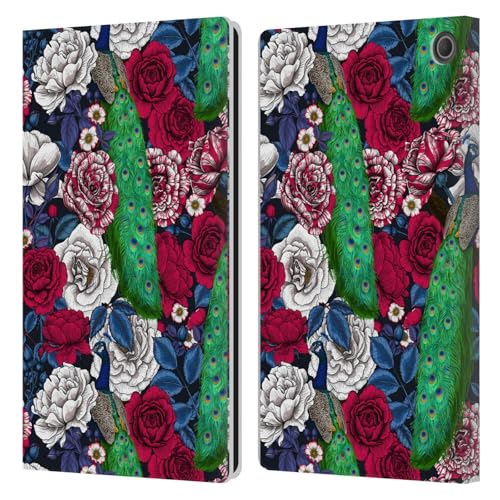 Étui Portefeuille Cuir pour Fire Max 11 2023 Design Paons et Roses Élégant