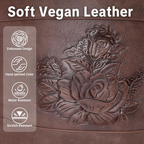 Image of Crossbody Purses for Women, Trendy Embossed Vegan Leather Bucket Bag, Travel Shoulder Handbag with 2 Detachable Straps