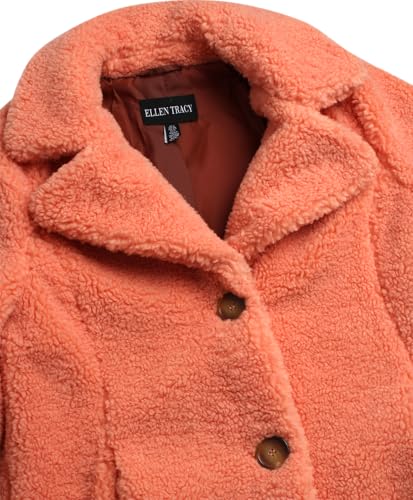 ELLEN TRACY Women's Fur Sherpa Jacket - Notch Collared Teddy Coat with Inseam Pockets - Plush Sherpa Jacket for Women (S-XL)4