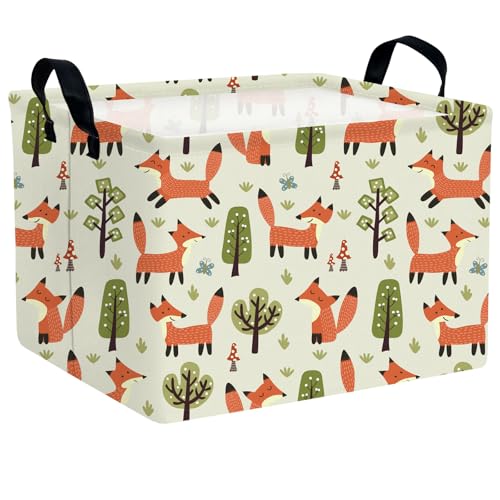 HEFEICZ Fox Basket – Adorable Baby Fox Decor & Storage Solution, Large Rectangular Toy Basket for Woodland Theme Nursery, Eco-Friendly & Multi-Functional (A)