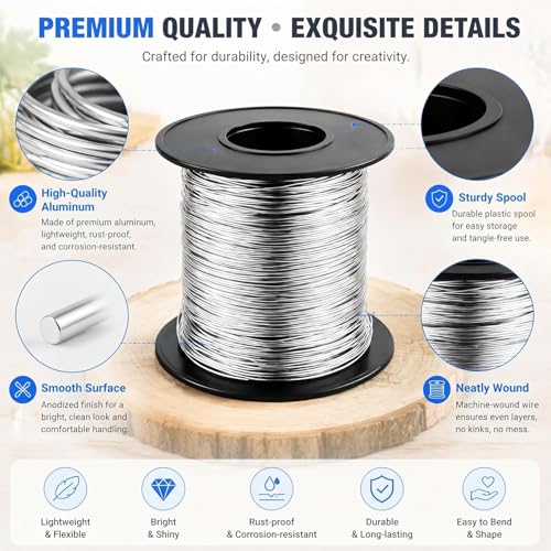 Image of Therwen 100ft 12 Gauge Stainless Steel Wire for Gardening, Electroculture, Bonsai, Jewelry Making Beading DIY Craft Pure Bare Stainless Steel Wire Spool