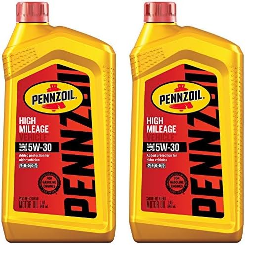 Pennzoil High Mileage Synthetic Blend 5W-30 Motor Oil for Vehicles Over 75K Miles (1-Quart, Single-Pack) (Pack of 2)