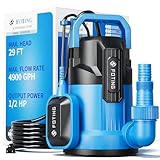 FOTING Sump Pump, 1/2HP 4900GPH High Flow Clean&Dirty Submersible Water Pump, Thermoplastic Electric Portable Utility Pump for Pool Draining Hot Tub Garden Basement